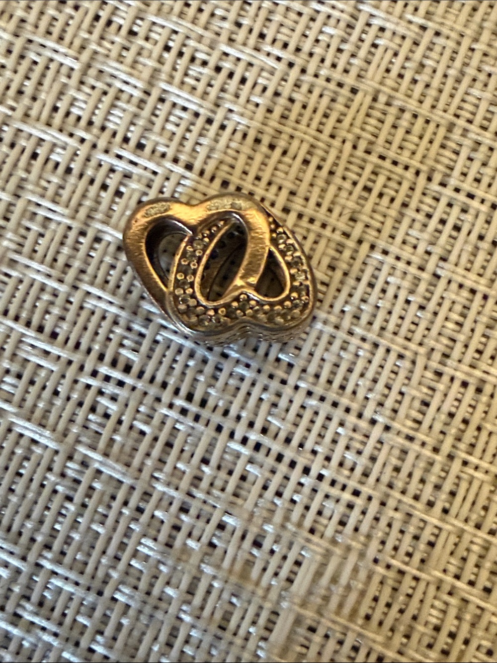 Gold-Tone Interlocking Heart Charm Pendant
